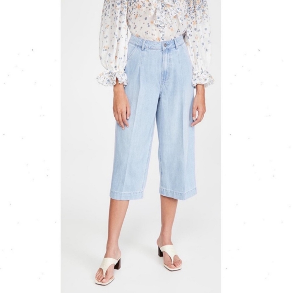 PAIGE Denim Clarice Culotte Jeans Light Fauna Wash Size 28 Cropped Wide Leg
